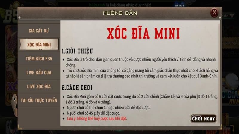 Luật chơi về game xóc đĩa mini