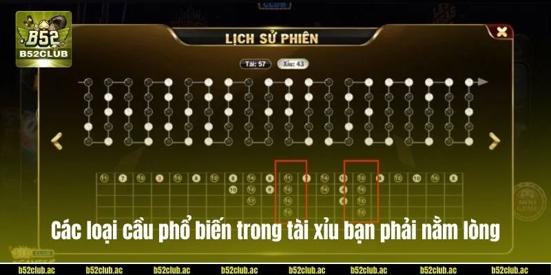 Các loại cầu phổ biến trong tài xỉu bạn phải nằm lòng.