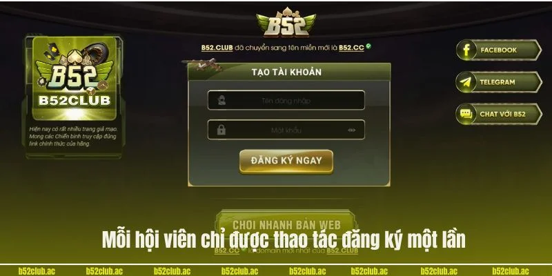 Mỗi hội viên chỉ được thao tác đăng ký một lần.