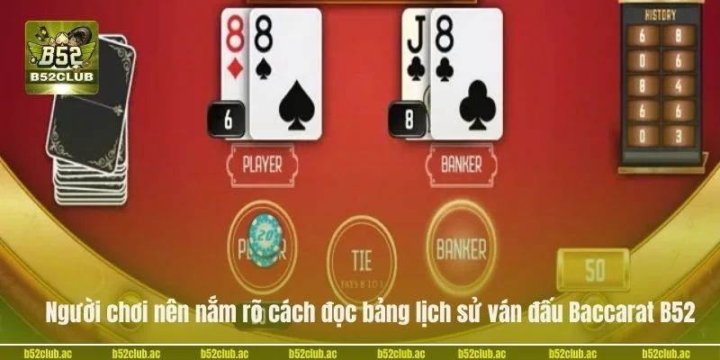 Người chơi nên nắm rõ cách đọc bảng lịch sử ván đấu Baccarat B52.